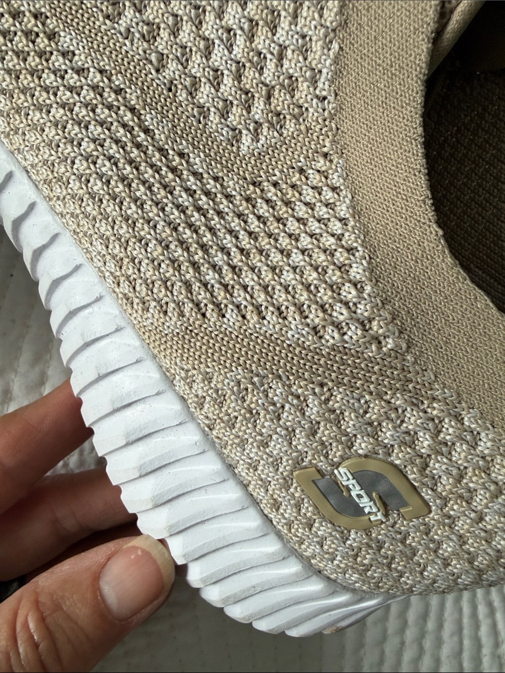 Skechers Women's Beige Knit Slip-On Sneakers - Picture 7 of 7